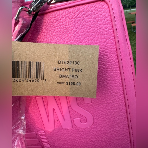 NEW STEVE MADDEN BEVELYN SATCHEL CROSSBODY BAG W AIR POD CASE PINK - Picture 5 of 6
